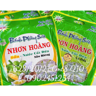 1 Bịch 220gr Bánh Phồng Sữa Nước Cốt Dừa Sầu Riêng / Lá Dứa Nhơn Hoàng Đặc Sản Miền Tây