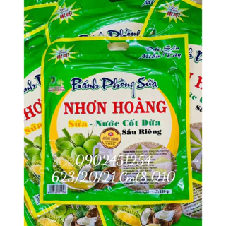 1 Bịch 220gr Bánh Phồng Sữa Nước Cốt Dừa Sầu Riêng Nhơn Hoàng Đặc Sản Miền Tây