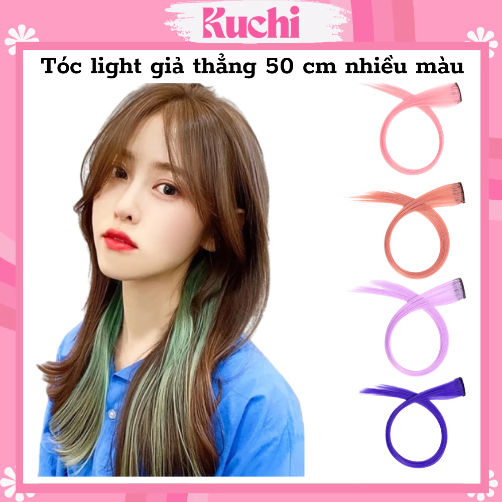 Kẹp tóc giả, tóc light giả KUCHI thẳng 50 cm nhiều màu