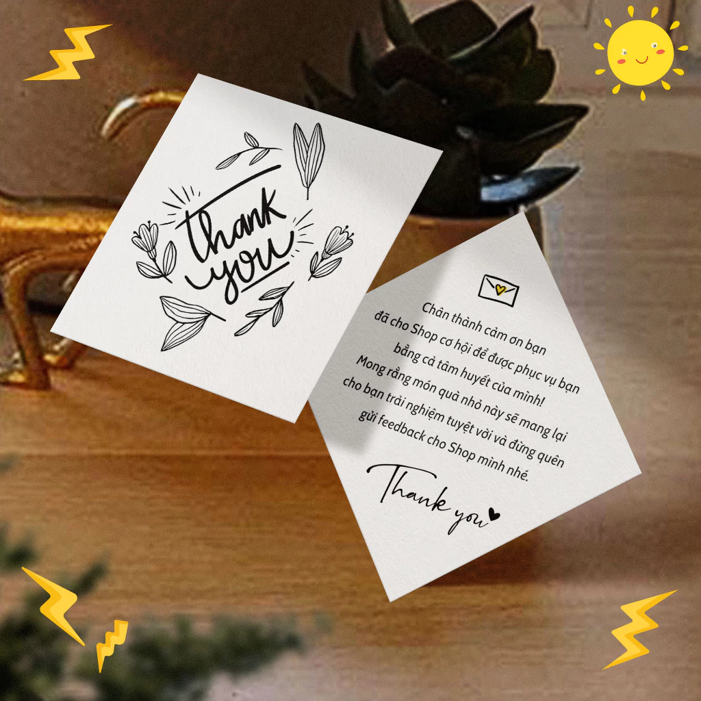 Thiệp cảm ơn 2 mặt, card thank you