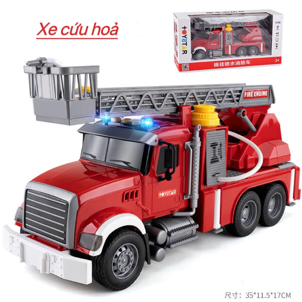 (SIZE TO) Xe Cứu Hỏa Phun Nước Có Nhạc, Đồ Chơi Bé Trai Từ 3-5 Tuổi Cao Cấp