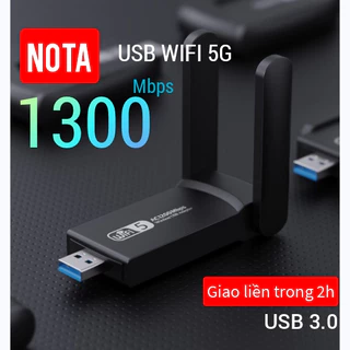 [Hỏa Tốc] USB Thu WiFi 1300 mbps 2 râu nâng cấp WiFi lên 5G cho pc laptop hút wifi mạnh, wifi 6 giúp wifi thu tốt hơn