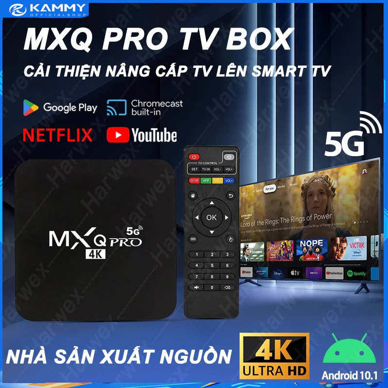 【HCM 24H】Android TV box MXQ PRO 4K . Đã cài sãn xem truyền hình trên 300 kênh YouTube Tặng pin+dây av,hộp tivi thông min