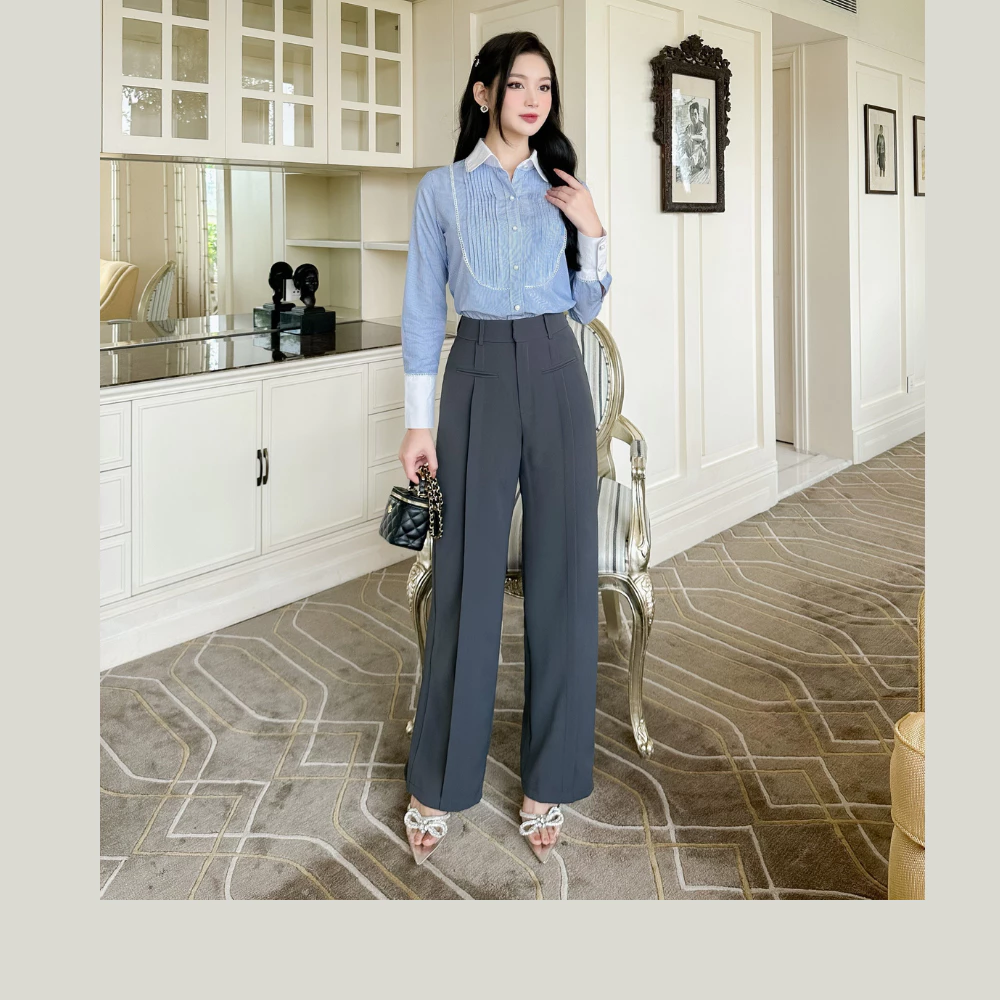 Quần Ống Rộng Vải Tuytsi Cao Cấp, Mềm Mượt – Straight Trousers - HERA CHIC