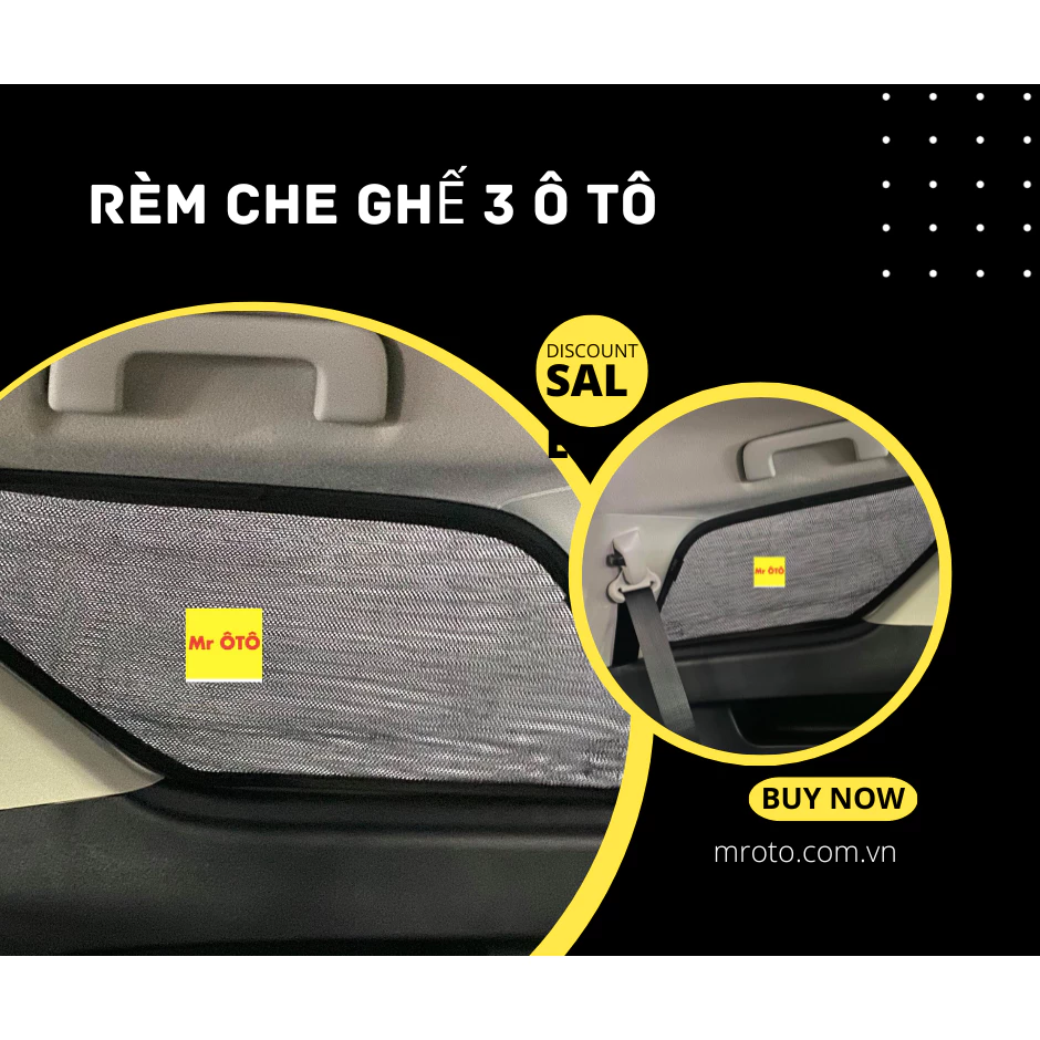 Rèm Che Nắng Ghế 3 Cho Xe Ô Tô, hàng loại 1,Chuẩn Mr ôtô, Bảo hành 24 tháng, lắp đặt vừa cho từng fom xe+ đời xe (ib