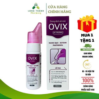 Dung dịch xịt mũi ưu trương Ovix - Hỗ trợ kháng khuẩn, giảm nghẹt mũi cho bé ( Chai 70ml )