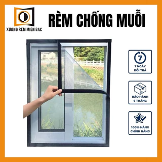 Rèm Chống Muỗi Cửa Sổ 120x150cm Màu Xám - Dán Tường Chất Liệu Polyester Chống Cháy