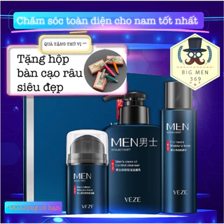 Bộ mỹ phẩm chăm sóc da cho nam, sữa rửa mặt - Toner + kem dưỡng ẩm Veze 2023 - O MEN