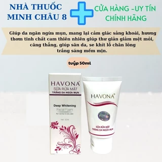 Sữa rửa mặt trắng da ngừa mụn Havona﻿ 50ml vừa tẩy trang vừa rửa mặt có khả năng lấy đi bụi bẩn và lớp phấn trên da