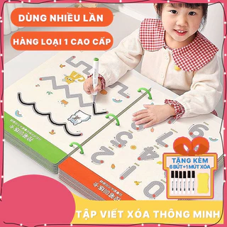 Tập tô vẽ thông minh, tập viết xóa được 64 trang - Đồ chơi Giáo dục toàn diện Montessori cho bé từ 2-3-4-5 tuổi