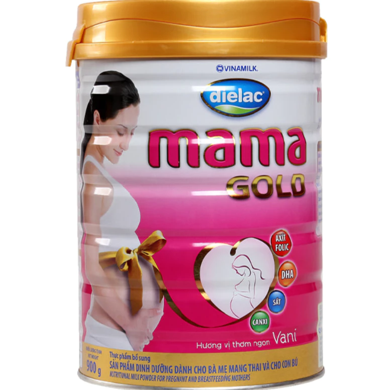 Hộp Sữa bột dành cho bà bầu Vinamilk Dielac Mama Gold- Hộp thiếc 900g Hương Vani (Sữa tốt - Mẹ khỏe bé thông minh)