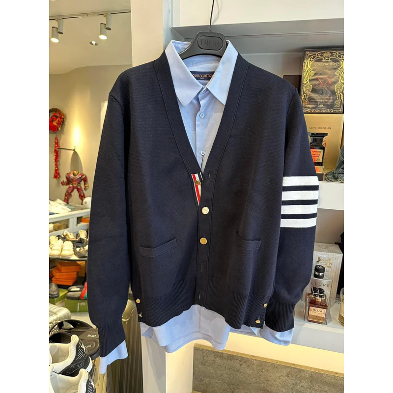 Áo Cardigan - Thom Browne - CDG TB len 4bar cúc vàng