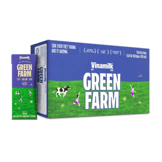 Thùng 48 Sữa Tươi Tiệt Trùng Vinamilk Green Farm - Sữa Tươi 100% RẤT Ít Đường 180ml