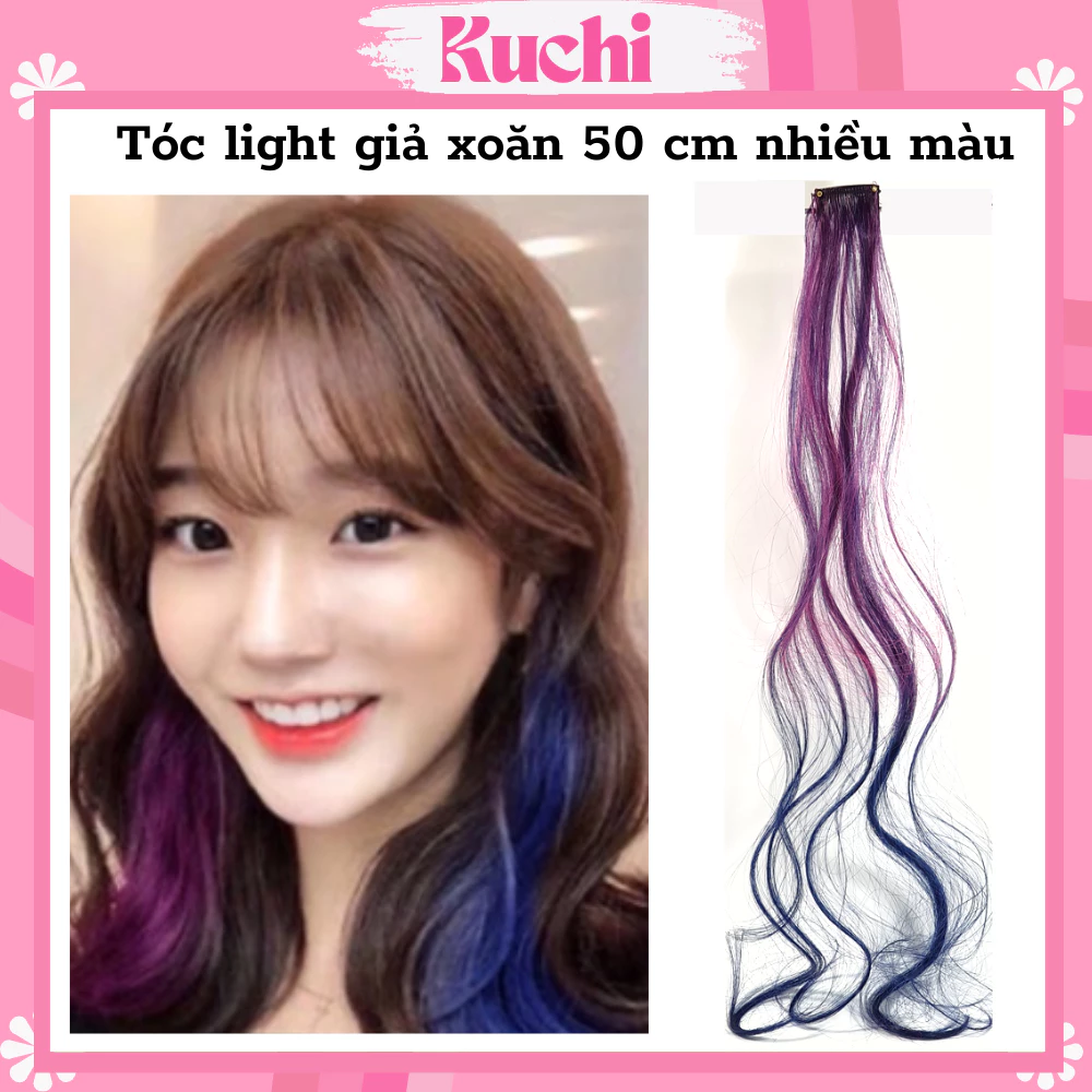 Tóc giả kẹp, tóc kẹp light giả KUCHI dáng xoăn 50 cm nhiều màu