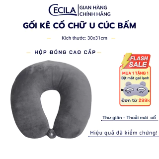 Gối kê cổ chữ U bọc nhung có cúc cài 360 chống mỏi cổ tạo cảm giác thoải mái