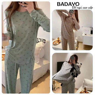 Bộ ngủ nữ bộ mặc nhà chất cotton nhẹ mát hàng Quảng Châu cao cấp BADAYO