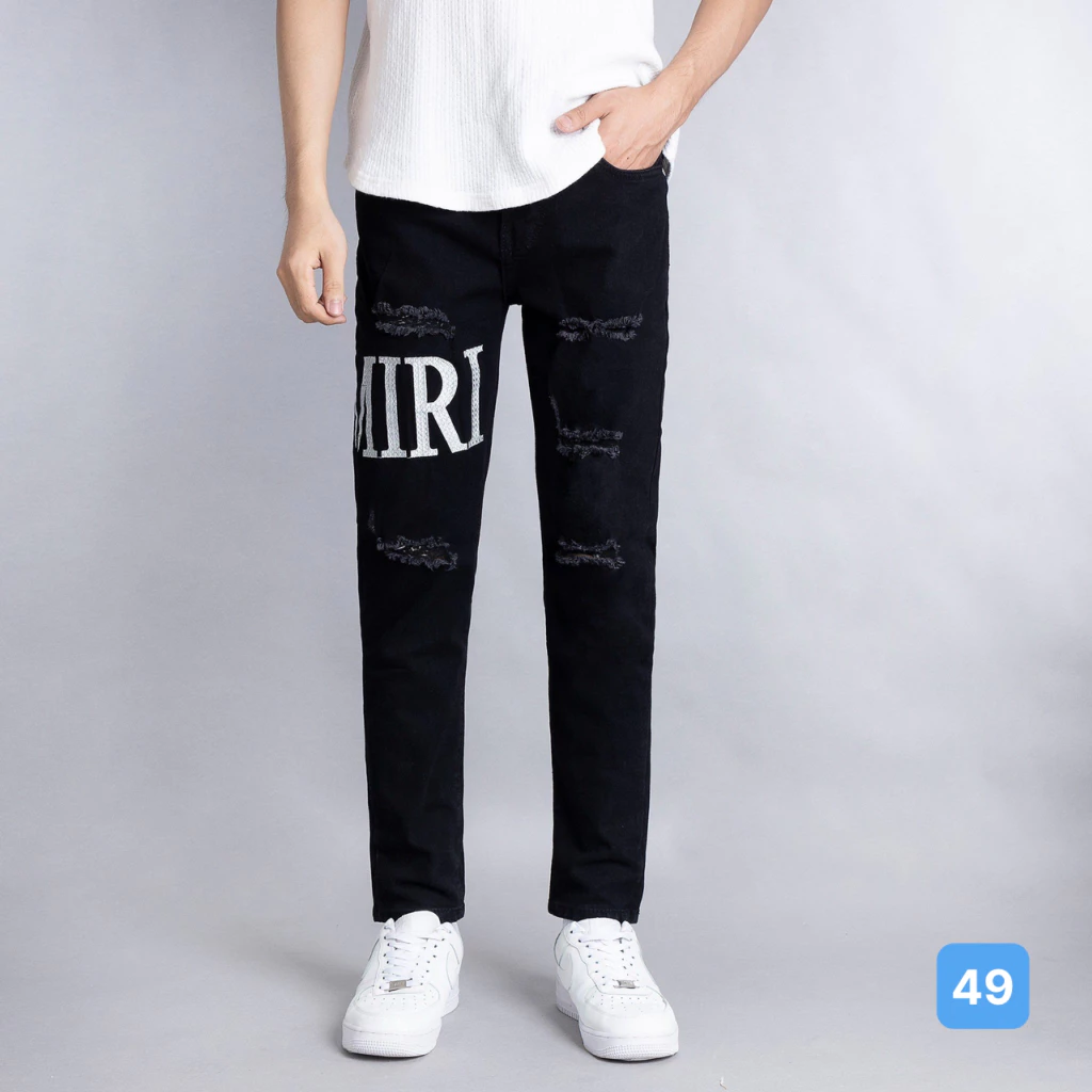 Quần bò nam màu xanh đậm trơn OBOKFASHION ống suông phong cách hàn quốc co giãn cao cấp dễ phối đồ QDN96