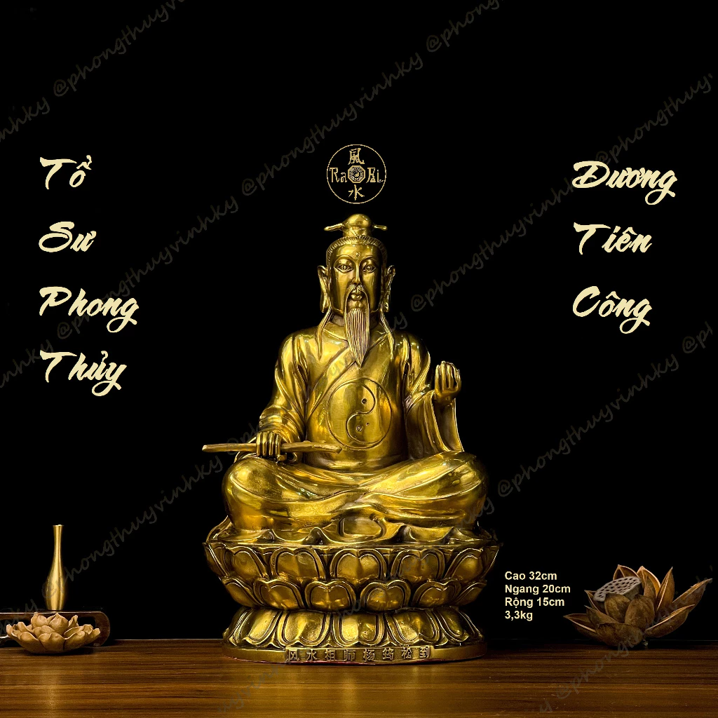 Tổ Sư Phong Thủy Dương Tiên Công - Dương Quân Tùng - Tượng Đồng Phong Thủy Cao Cấp