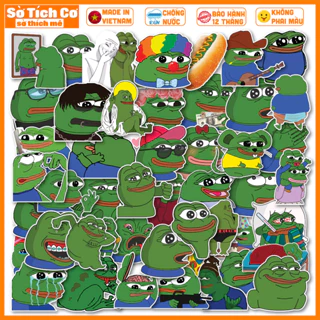 [Bộ 50 Sticker] Frog Meme chống nước sticker dán mũ bảo hiểm, laptop, điện thoại, đàn guitar, vali. MSP: ST115