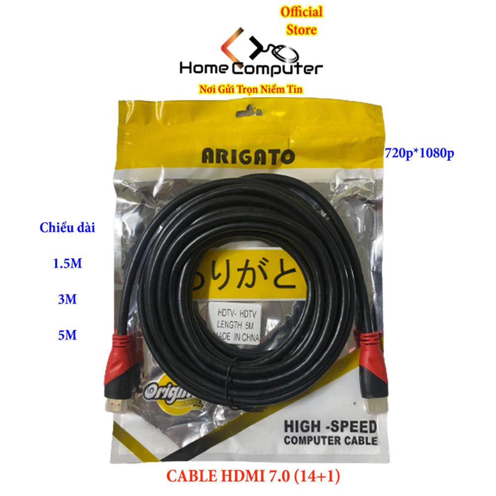 Dây hdmi Arigato 7.0 (14+1) dài 1.5m, 3m, 5m Full HD 1080p Tốc độ cao, chống nhiễu