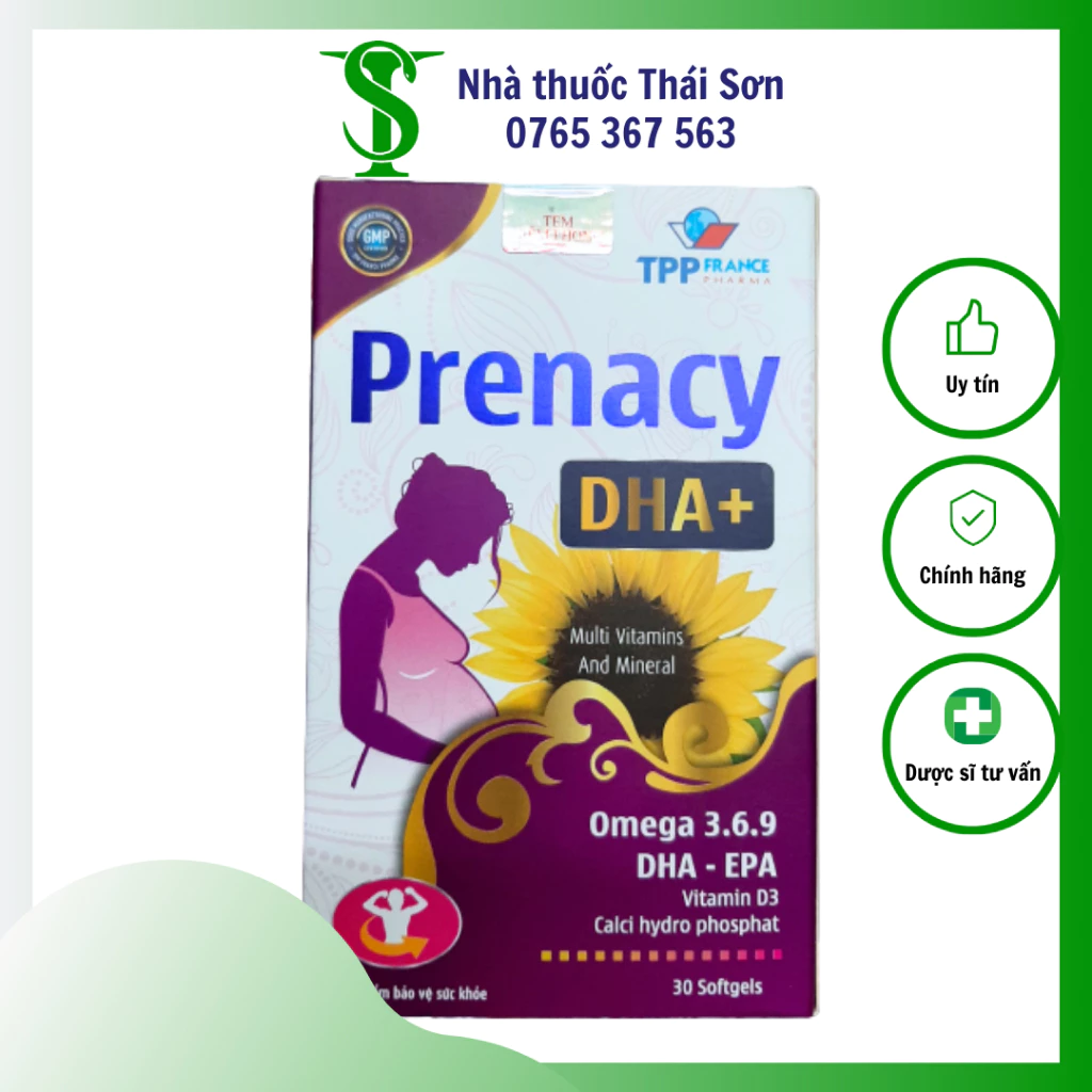 [CHÍNH HÃNG] THỰC PHẨM BỔ SUNG CHO MẸ BẦU PRENACY DHA+. Chai 30 viên