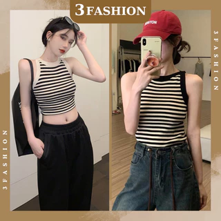 Áo sát nách, áo ba lỗ nữ 3Fashion kẻ sọc vải dệt kim ôm dáng vải đẹp mềm mát style hàn quốc - A24