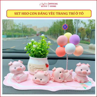 Set Mô Hình Gia Đình Heo Con Ruffo Trang Trí Taplo Xe Ô Tô Xe Hơi Bàn Làm Việc Bàn Học Chất Liệu Cao Cấp Siêu Đáng Yêu