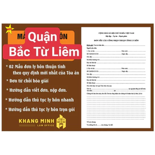 Combo đơn ly hôn thuận tình đầy đủ quận Bắc Từ Liêm - Thành phố Hà Nội