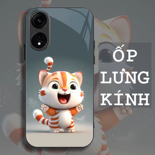 Ốp Lưng OPPO A18, A38, A58, A78, A98 5G Mặt kính cường lực, cao cấp Họa tiết 12 CON GIÁP NGỘ NGHĨNH