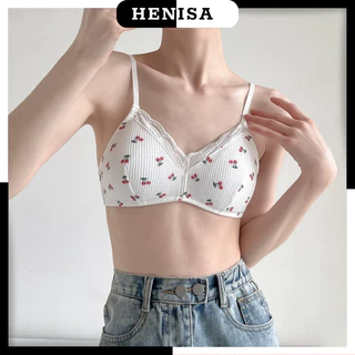 Áo Lót Nữ Cotton HENISA Áo Ngực Họa Tiết Cherry Dâu Tây Siêu Đáng Yêu AMN-59