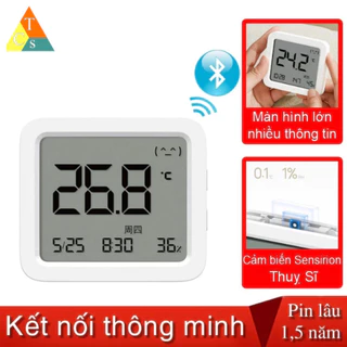 Nhiệt ẩm kế Xiaom!M Mijia Gen 3 tích hợp ngày giờ kết nối qua APP MiHome MJWD05MMC bh6