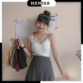 Áo Bra Cotton Sẻ Chéo Cá Tính HENISA , Áo Croptop 2 Dây Siêu Xinh B-627