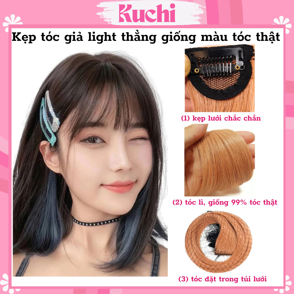Kẹp tóc giả KUCHI light thẳng giống tóc thật dài 55 cm