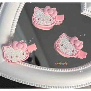 Cỡ nhỏ 3.5cm kẹp tóc mái Hello Kitty màu hồng cài tóc hình mèo dễ thương cho bé gái