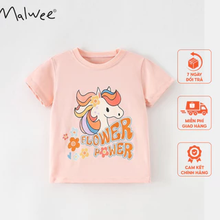 Áo cotton hồng pony hoa Malwee thời trang trẻ em từ 2-7 tuôi MW8102