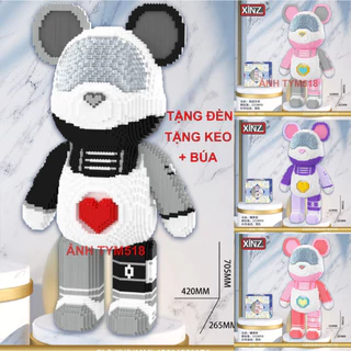 đồ chơi lắp ráp bearbrick thỏ bóng đêm 80cm 70cm thỏ đen m pin size to xếp hình nano 3d cho bé chuẩn mẫu