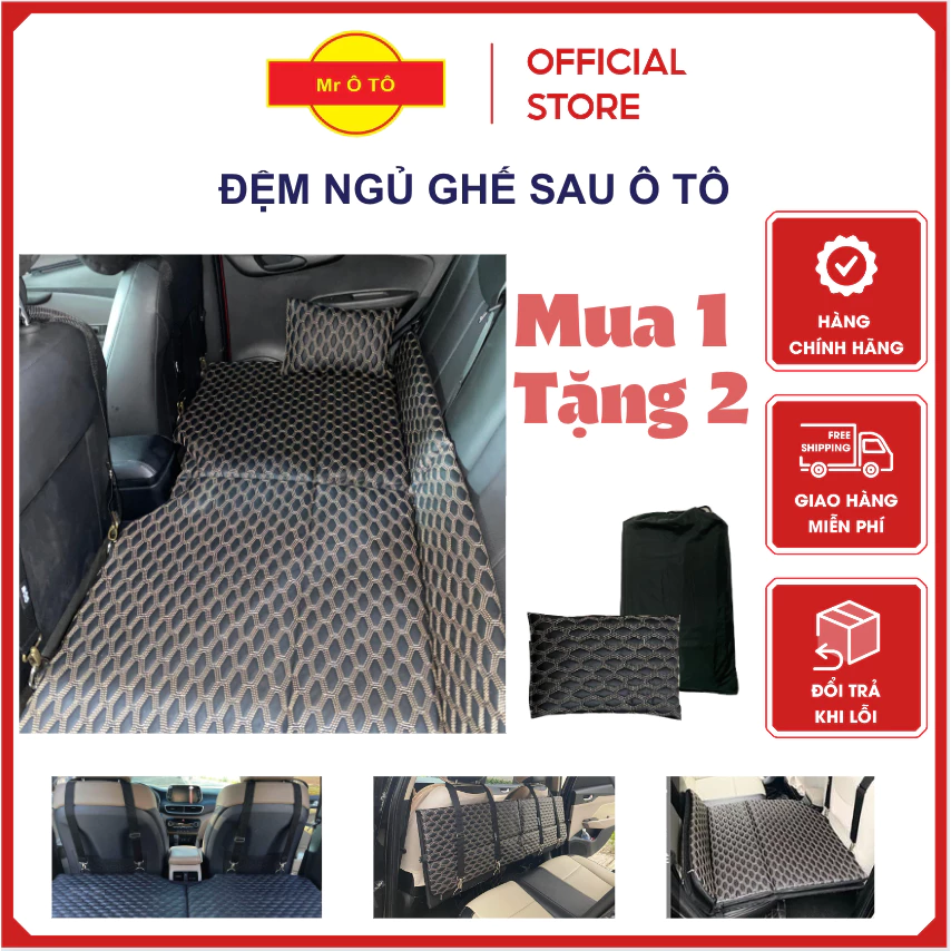 ĐỆM NGỦ GHẾ SAU Ô TÔ 💥 6 MẢNH GẤP GỌN💥 DA 3 ĐƯỜNG CHỈ 💥 KHÔNG BƠM HƠI ,BẢO HÀNH 2 NĂM