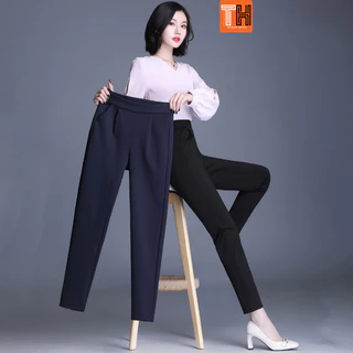 Quần tây baggy nữ lưng cao thun sau dây kéo dấu bên hông thanh lịch trẻ trung - 233