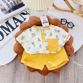 (6-17 kg) Bộ quần áo cộc xô muslin cho bé trai, bé gái BC31