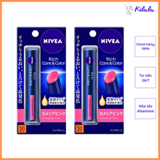 (Nội địa Nhật) Son dưỡng chống nắng Nivea có màu Rich Care Color SPF 20 PA++