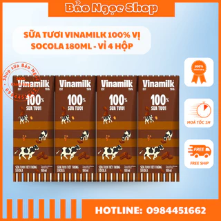 Combo vi Sữa tươi tiệt trùng Vinamilk 100% Hương Socola 180ml