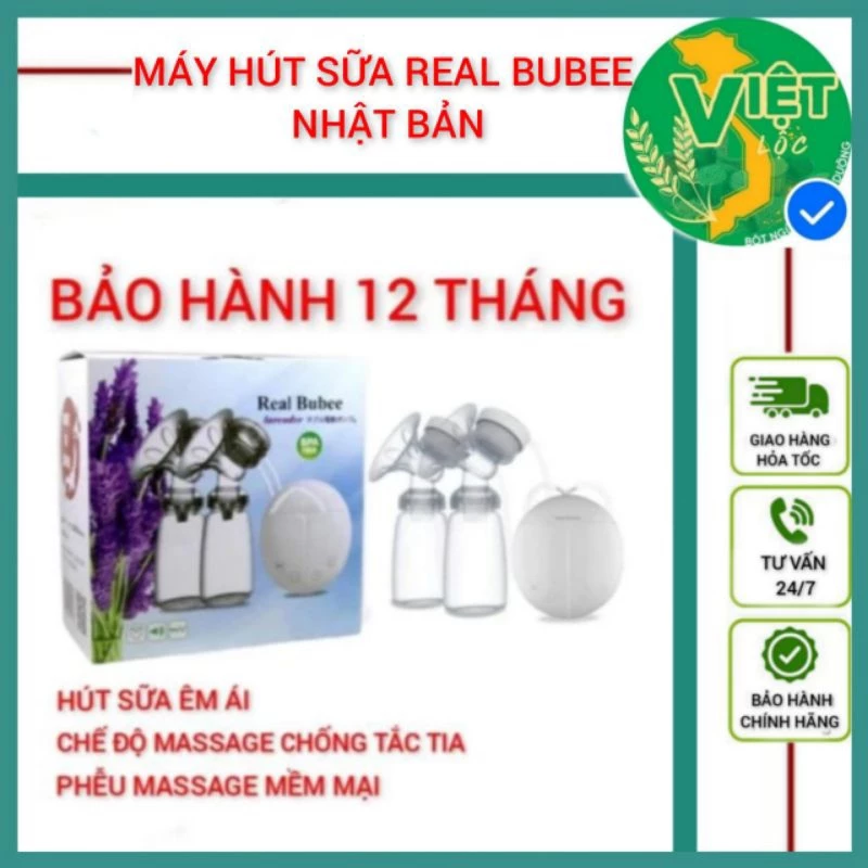 (MÁY NHẬT) Máy hút sữa điện đôi real bubee NHẬT BẢN, máy vắt sữa êm ái, có chế độ massage, mẫu mới nhất