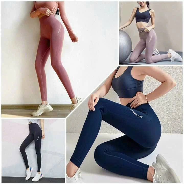 Quần Tập Thể Thao  Gym Yoga Nữ Dệt Kim Ami Nâng Mông Cạp Cao Tôn Dáng (ami Quảng Châu)