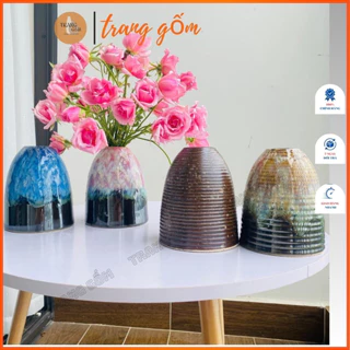 Bình hoa, lọ hoa gốm Bát Tràng dáng chuông mini cắm hoa, decor cực đẹp - Trang Gốm TG108