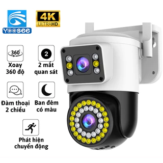 Camera Yoosee Wifi Ngoài Trời 2 Mắt 5.0MPX, Chống Nước Ip66, Xoay 360 Độ, Xem Đêm Có Màu, Đàm Thoại 2 Chiều