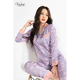 Đồ Bộ Ngủ Pijama VADESI Quần dài Áo Dài Tay Lụa Latin Cao Cấp Nữ Nhiều Màu Mặc Nhà Đẹp Sau Sinh Đẹp Thấm Hút Thoáng Mát