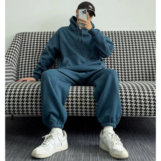 Set Bộ Nỉ Hoodie Trơn Mũ Trùm Đầu 2 Lớp Sành Điệu, Phong Cách Trẻ Trung Năng Động Hot Trend 2024