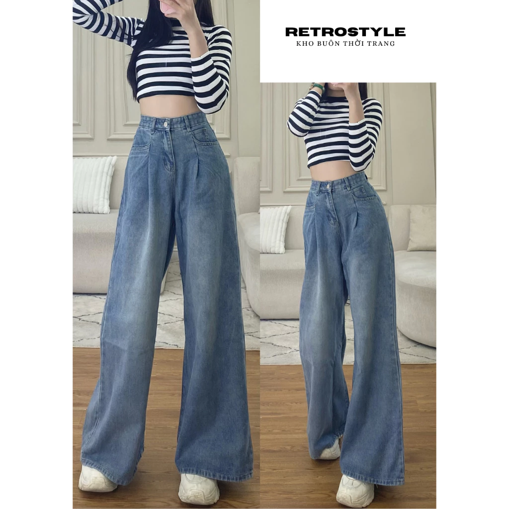 (Ảnh thật) Quần jean nữ ống rộng Retrostyle Back To School Quần Đi Học Đi Làm Quanjeanxuong7224_P3K1