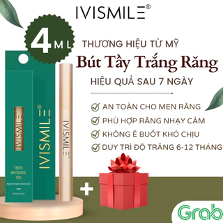 [USA+Quà] Bút Tẩy Trắng Răng IVISMILE 4ml thương hiệu Mỹ, Bút Gel làm trắng răng nhanh sau 7 ngày, an toàn, không ê buốt