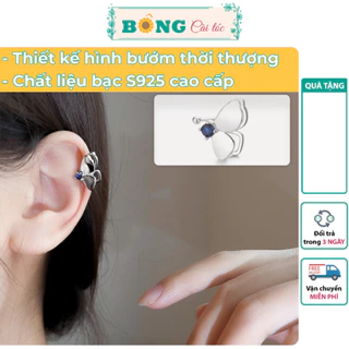 Khuyên đeo vành tai bạc hình bướm phong cách Hàn Quốc BTB90 - khuyên tai bạc S925 BÔNG Cài Tóc